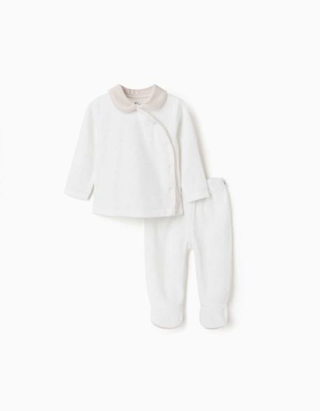 Pyjama en velours avec motif à pois Blanc 1 - vertbaudet enfant 