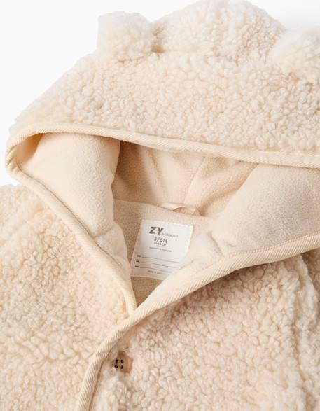 Manteau en sherpa avec capuche et doublure en polaire Gris clair 3 - vertbaudet enfant 