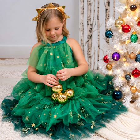 Déguisement enfant robe de princesse de noël avec serre tête Rose+Vert 10 - vertbaudet enfant 