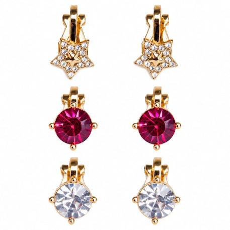 Set de 3 paires de boucles d'oreilles clips princesse Rouge 1 - vertbaudet enfant 
