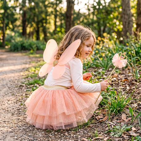 Déguisement enfant jupe princesse fée avec ailes et baguette Rose+Violet 1 - vertbaudet enfant 