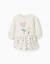 Robe en coton peigné avec motif de cœurs et de pois Blanc 1 - vertbaudet enfant 
