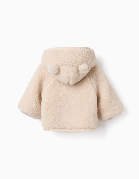 Manteau en sherpa avec capuche et doublure en polaire Gris clair 2 - vertbaudet enfant 
