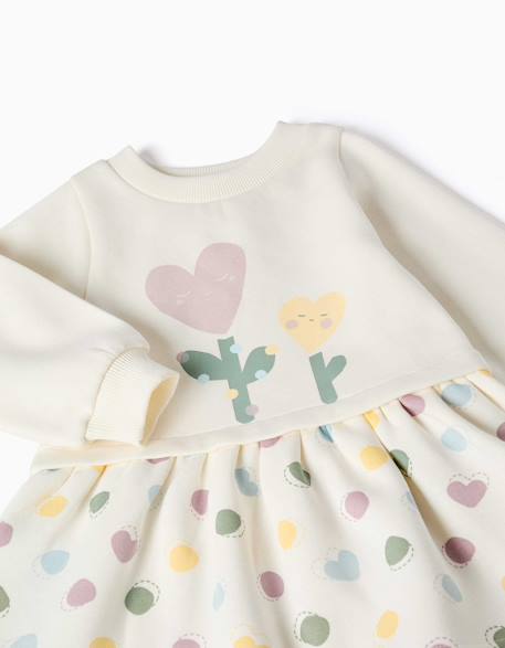 Robe en coton peigné avec motif de cœurs et de pois Blanc 3 - vertbaudet enfant 