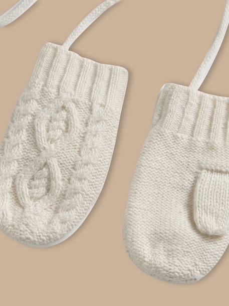Moufles torsadées bébé Ecru 2 - vertbaudet enfant 