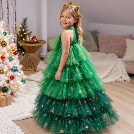 Déguisement enfant robe de princesse de noël avec serre tête Rose+Vert 11 - vertbaudet enfant 
