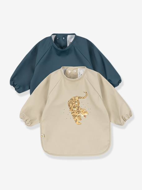 Lot 2 bavoirs manches longues beige 1 - vertbaudet enfant 