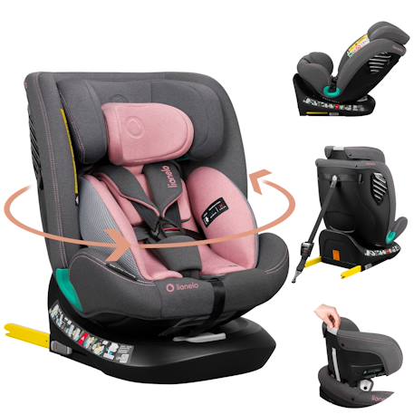 Siège auto bastiaan one i-size 40-150 cm avec isofix et base pivotante 360° Black carbon+Green olive+Grey stone+Pink rose 19 - vertbaudet enfant 