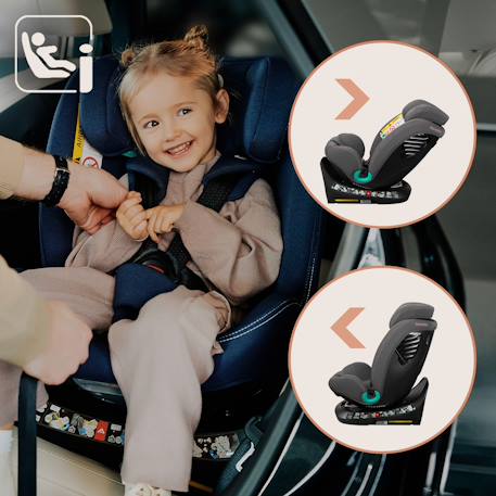 Siège auto bastiaan one i-size 40-150 cm avec isofix et base pivotante 360° Black carbon+Green olive+Grey stone+Pink rose 22 - vertbaudet enfant 