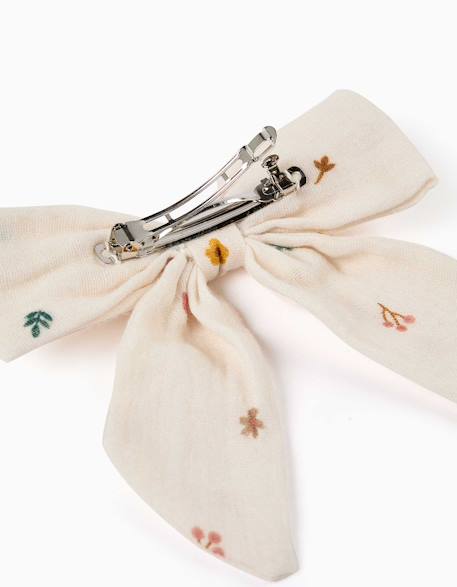 Barrette à cheveux avec nœud fleuri Blanc 2 - vertbaudet enfant 