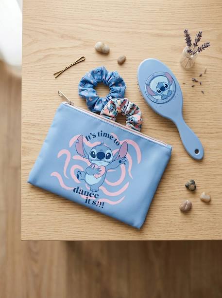 Set de beauté stitch enfant pochette brosse et élastiques Bleu 3 - vertbaudet enfant 