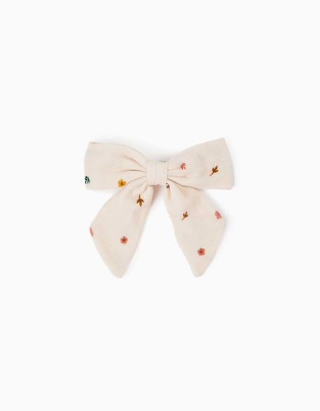 Barrette à cheveux avec nœud fleuri Blanc 1 - vertbaudet enfant 