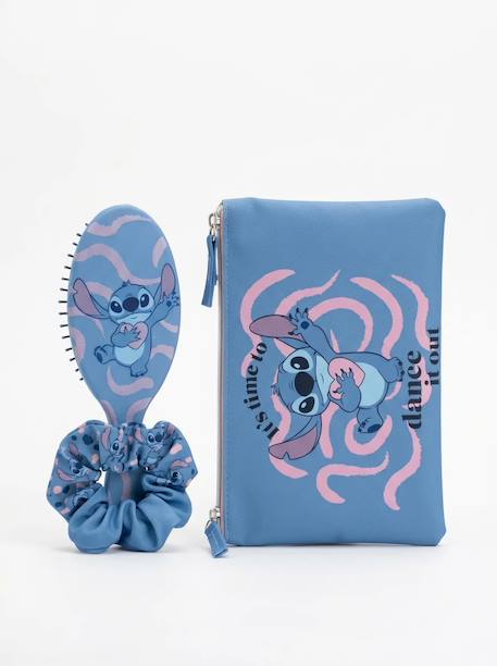 Set de beauté stitch enfant pochette brosse et élastiques Bleu 1 - vertbaudet enfant 