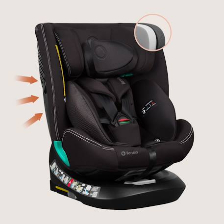 Siège auto bastiaan one i-size 40-150 cm avec isofix et base pivotante 360° Black carbon+Green olive+Grey stone+Pink rose 1 - vertbaudet enfant 