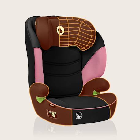 Siège auto lars i-size 100-150 cm avec assise large et revêtement amovible Black grey+Black red+Green turquoise+Pink baby 23 - vertbaudet enfant 