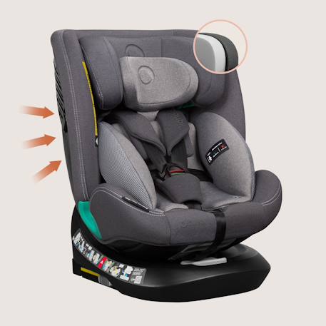 Siège auto bastiaan one i-size 40-150 cm avec isofix et base pivotante 360° Black carbon+Green olive+Grey stone+Pink rose 15 - vertbaudet enfant 