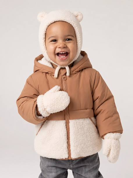 Doudoune bébé avec bonnet et moufles noisette 10 - vertbaudet enfant 