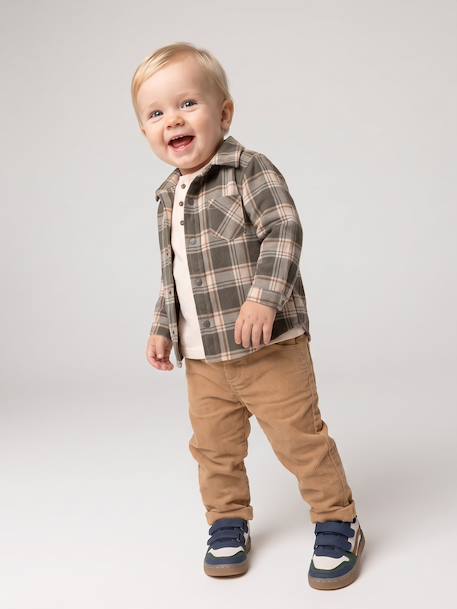 Chemise flanelle bébé à carreaux kaki+marine 7 - vertbaudet enfant 