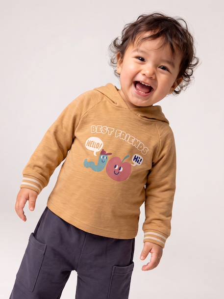T-shirt à capuche manches longues bébé garçon ocre 2 - vertbaudet enfant 