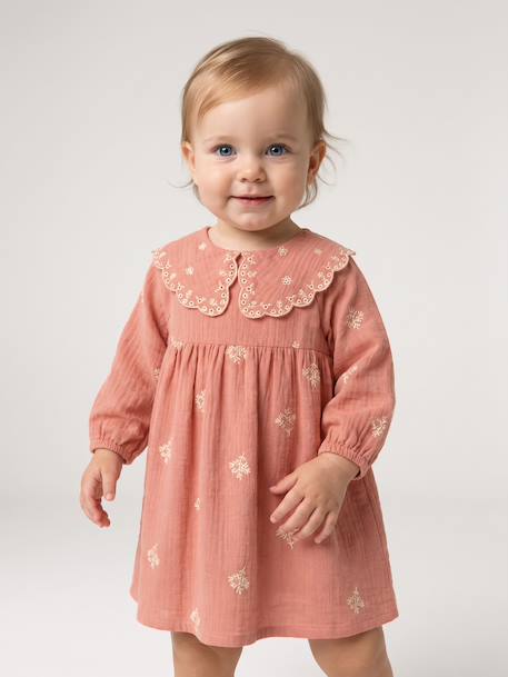 Robe bébé fille manches longues abricot 7 - vertbaudet enfant 