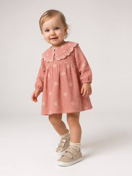 Robe bébé fille manches longues abricot 1 - vertbaudet enfant 