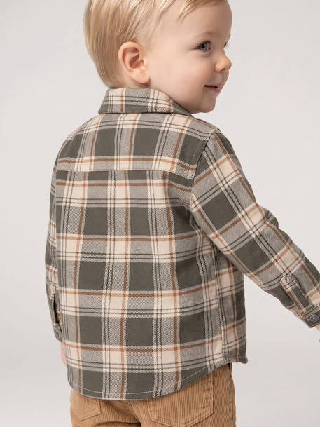 Chemise flanelle bébé à carreaux kaki+marine 6 - vertbaudet enfant 