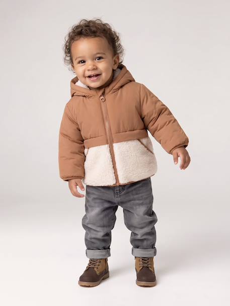 Doudoune bébé avec bonnet et moufles noisette 2 - vertbaudet enfant 