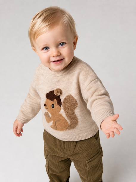 Pull bébé garçon manches longues beige chiné 1 - vertbaudet enfant 