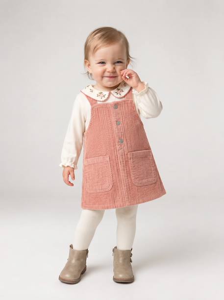 Ensemble robe t-shirt collants bébé fille blush 1 - vertbaudet enfant 