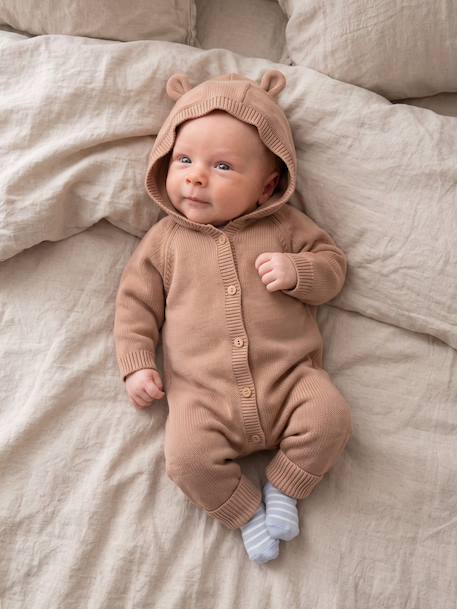 Combinaison bébé à capuche manches longues beige 2 - vertbaudet enfant 