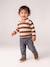 T-shirt polo bébé rayé manches longues bleu grisé+cacao 16 - vertbaudet enfant 
