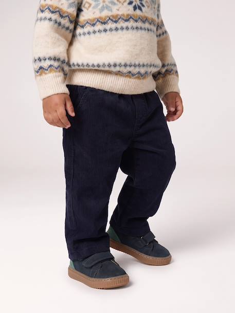 Pantalon velours bébé garçon kaki+marine 9 - vertbaudet enfant 