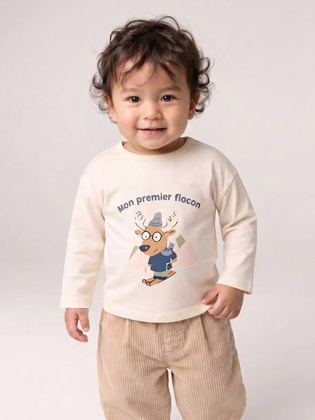 T-shirt manches longues bébé garçon écru 1 - vertbaudet enfant 