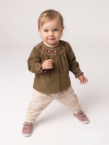 Blouse bébé fille manches longues olive 8 - vertbaudet enfant 
