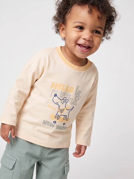 T-shirt manches longues bébé garçon vanille 2 - vertbaudet enfant 