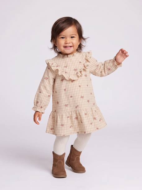 Robe bébé fille manches longues écru 1 - vertbaudet enfant 