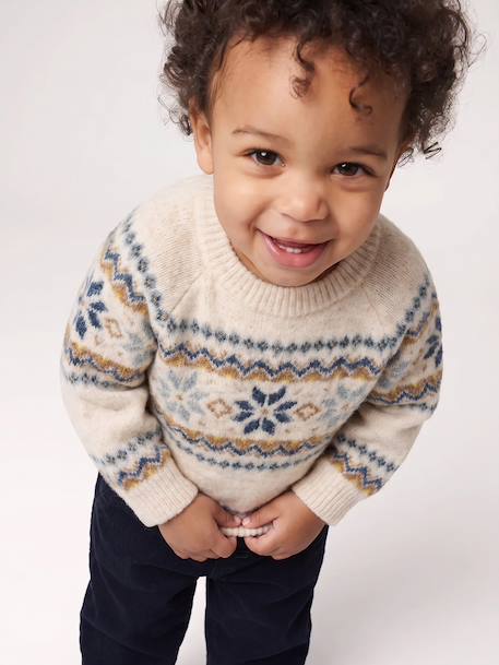 Pull bébé garçon manches longues beige chiné 1 - vertbaudet enfant 