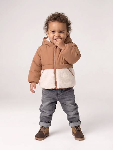 Doudoune bébé avec bonnet et moufles noisette 1 - vertbaudet enfant 