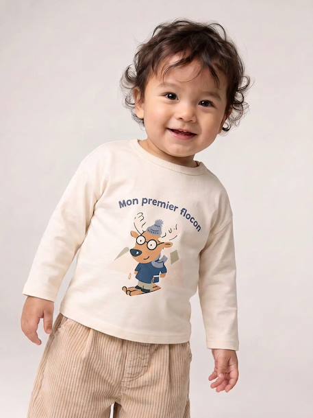 T-shirt manches longues bébé garçon écru 2 - vertbaudet enfant 