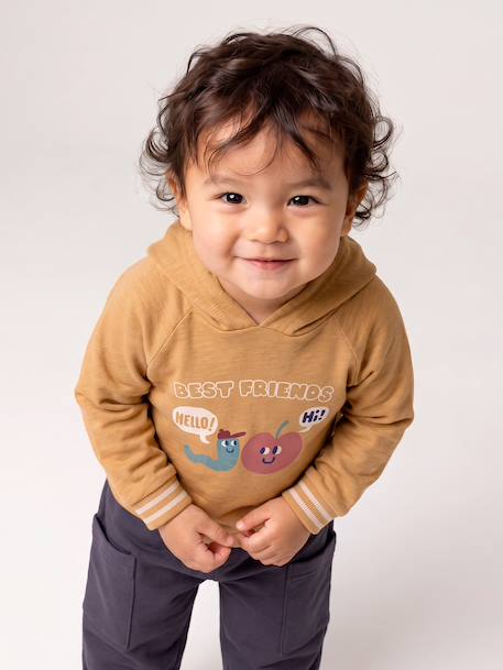 T-shirt à capuche manches longues bébé garçon ocre 1 - vertbaudet enfant 