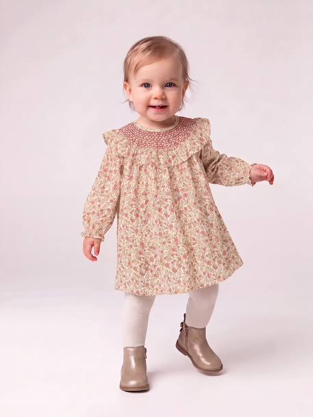 Robe bébé fille manches longues écru 1 - vertbaudet enfant 