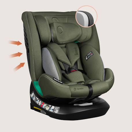 Siège auto bastiaan one i-size 40-150 cm avec isofix et base pivotante 360° Black carbon+Green olive+Grey stone+Pink rose 9 - vertbaudet enfant 