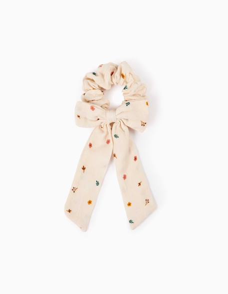 Chouchou avec nœud et imprimé fleuri Blanc 1 - vertbaudet enfant 
