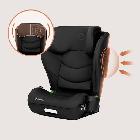 Siège auto neal i-size 100-150 cm avec isofix, assise large et porte-gobelet Black carbon+Blue navy+Green turquoise+Grey concrete+Pink lilac 3 - vertbaudet enfant 