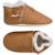 Chaussons bébé cuir souple uni fourrés Marron 1 - vertbaudet enfant 
