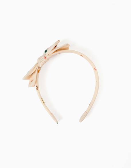 Serre-tête avec imprimé fleuri et nœud Blanc 1 - vertbaudet enfant 