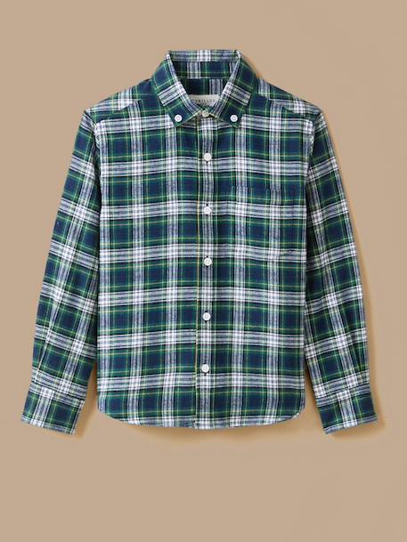 Chemise effet flanelle garçon Carreaux ecossais vert 1 - vertbaudet enfant 