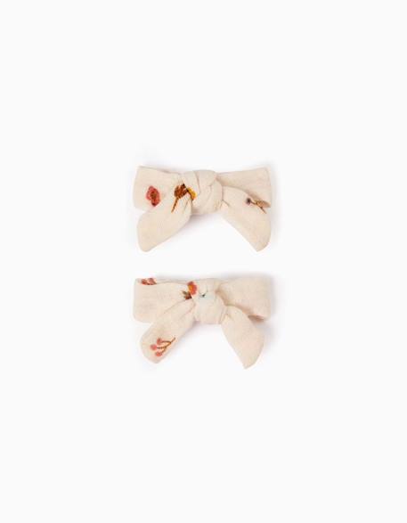 Lot de 2 pinces clic-clac à cheveux avec nœuds floraux Bleu 1 - vertbaudet enfant 