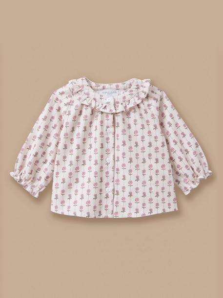 Blouse imprimée col volanté bébé Imprimé rosie 1 - vertbaudet enfant 