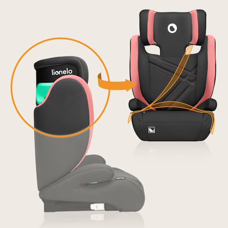 Siège auto hugo i-size 100-150 cm avec isofix et appui-tête à mémoire de forme Black carbon+Black grey+Black red+Pink baby 22 - vertbaudet enfant 